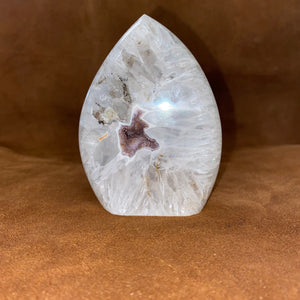 Clear quartz w/ pink amethyst druzy