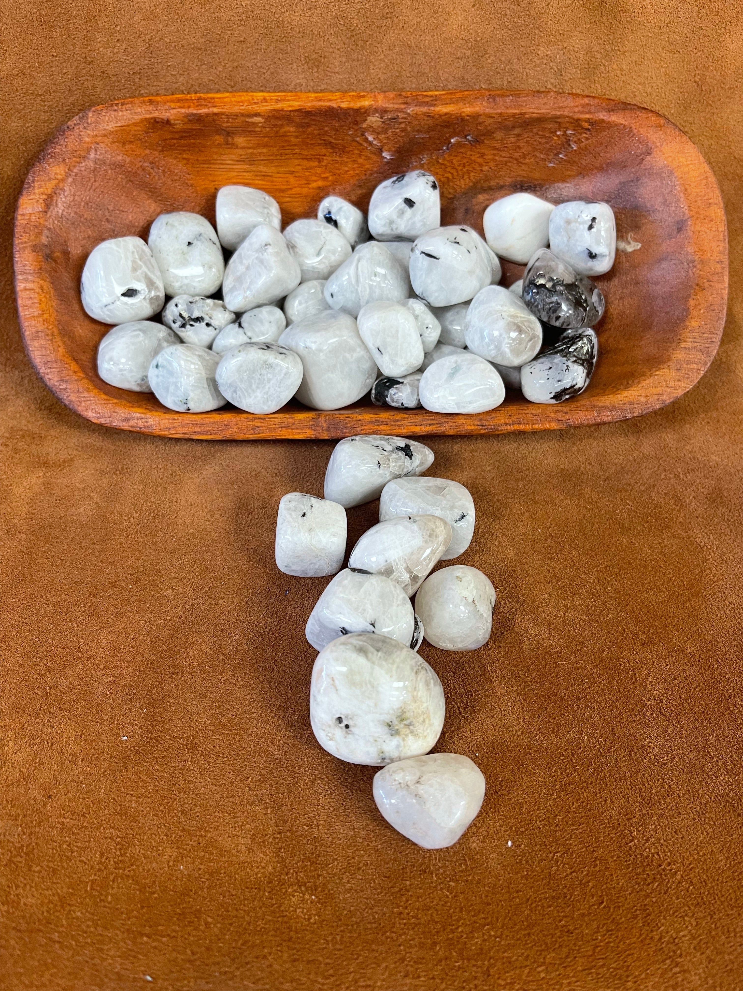 Rainbow moonstone tumbled stones