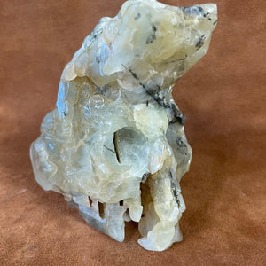 Prehnite Gemstone Skull
