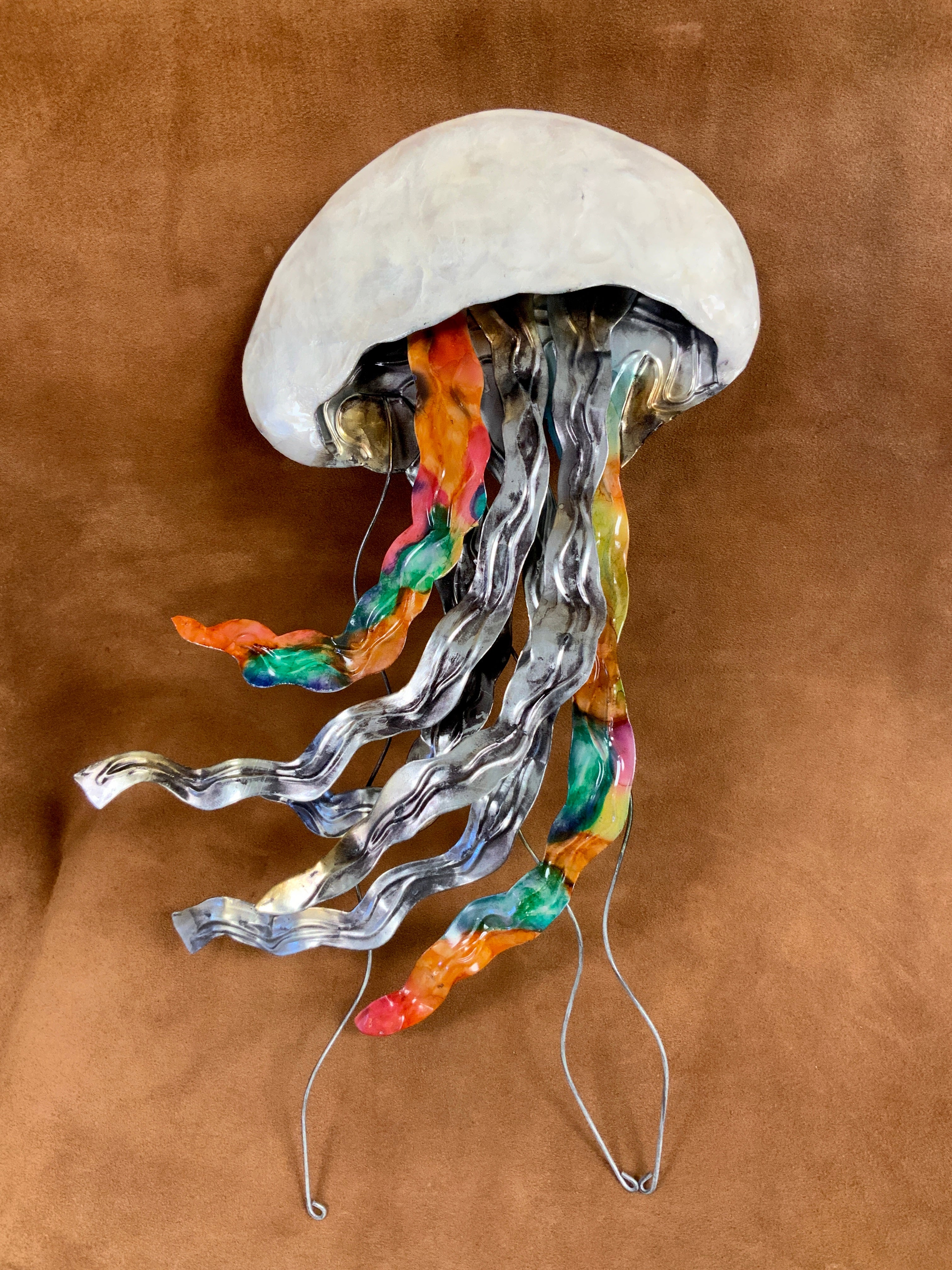 White Elegance Jellyfish Aluminum & Capiz Wall Art