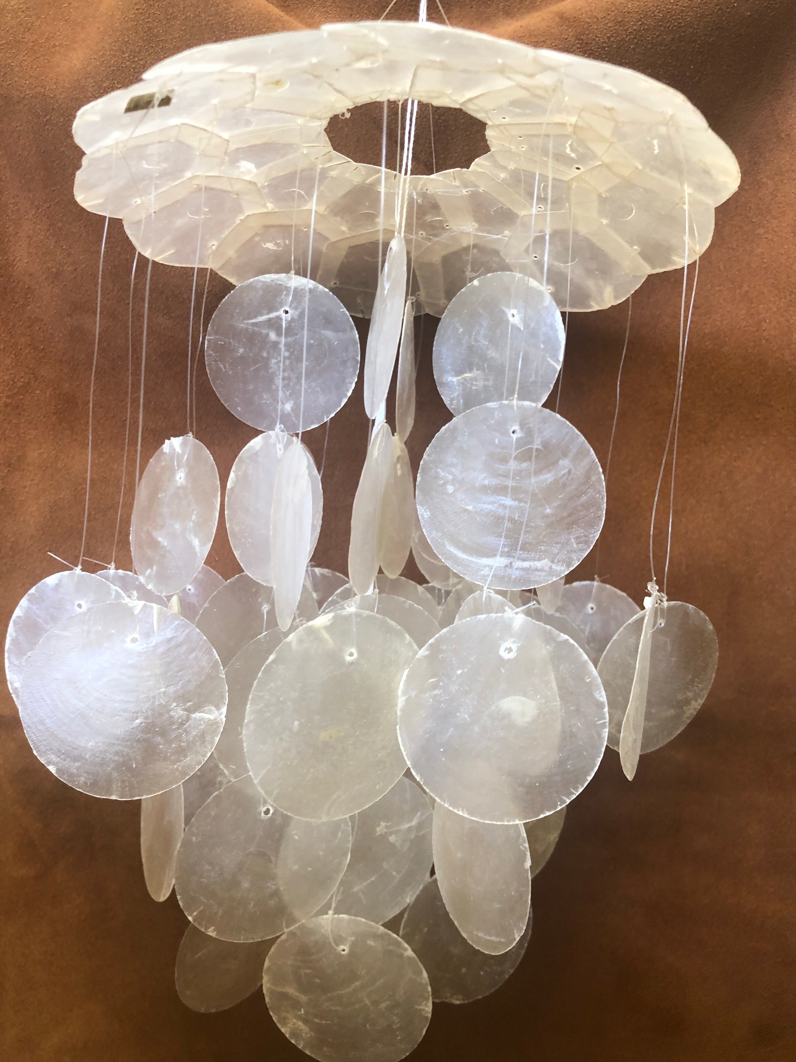 White 12 Inch Capiz Chime For Home Decors