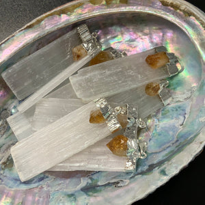 Selenite and Citrine Pendent
