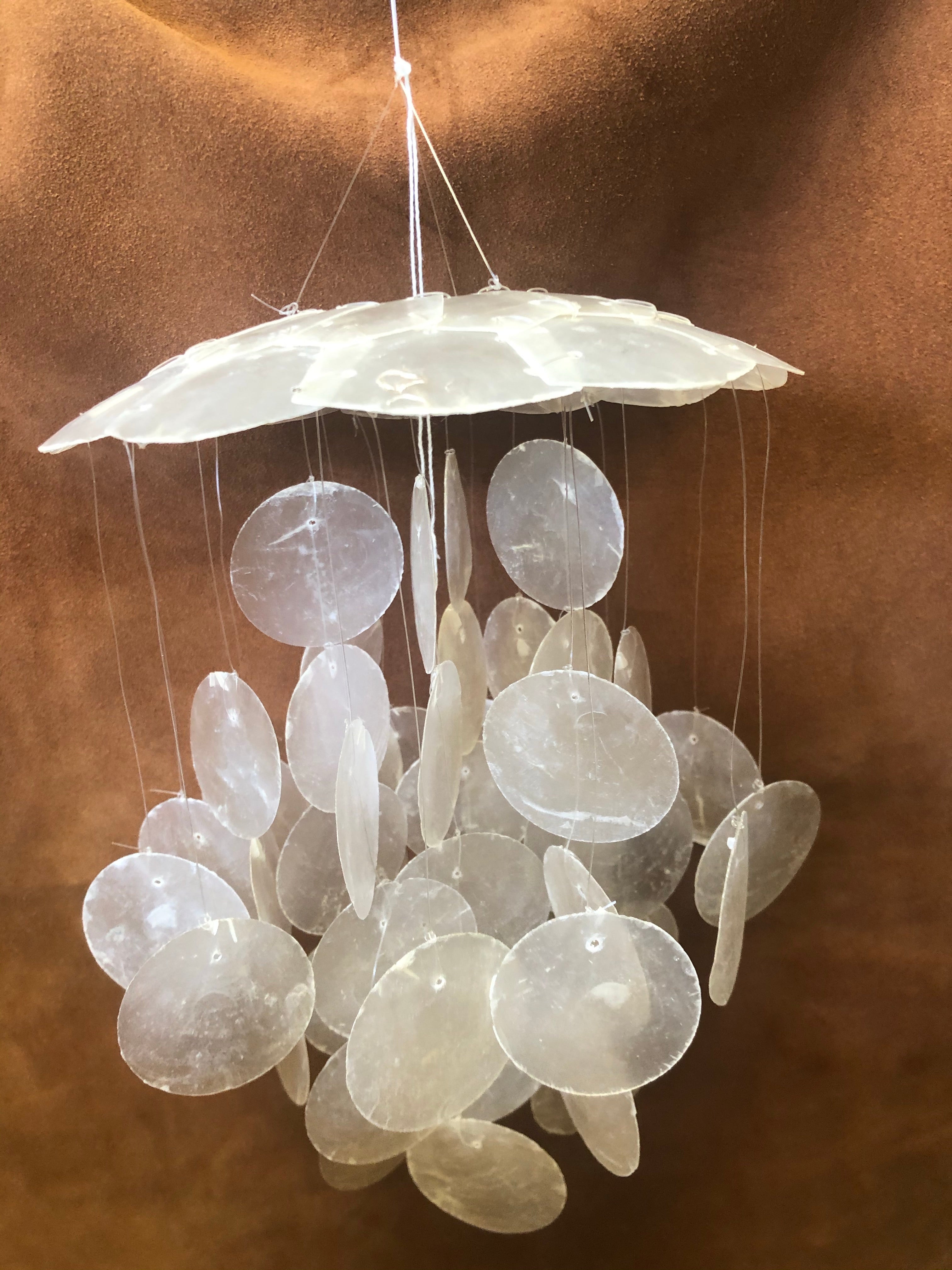 White 12 Inch Capiz Chime For Home Decors