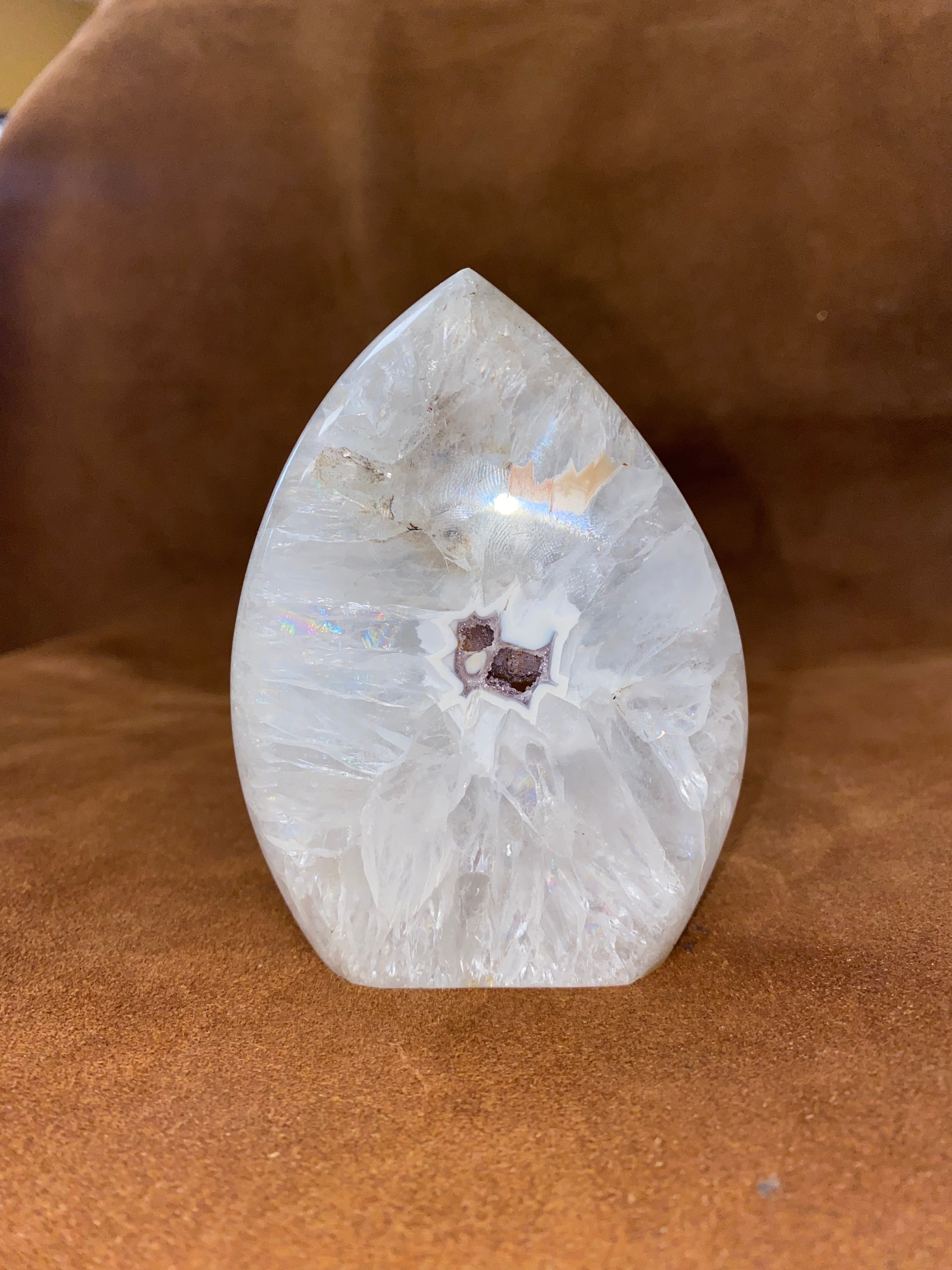 Clear quartz w/ pink amethyst druzy