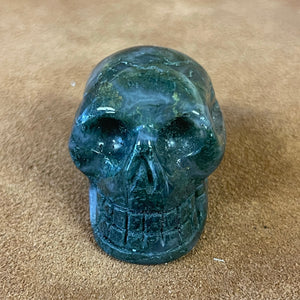 Moss Agate Gemstone Skull