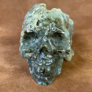 Prehnite Gemstone Skull