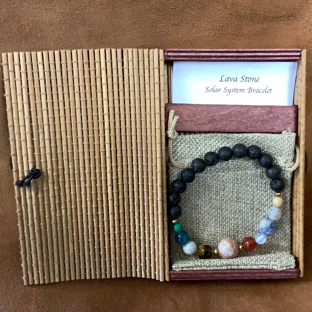 Lava Stone Solar System Bracelet with case