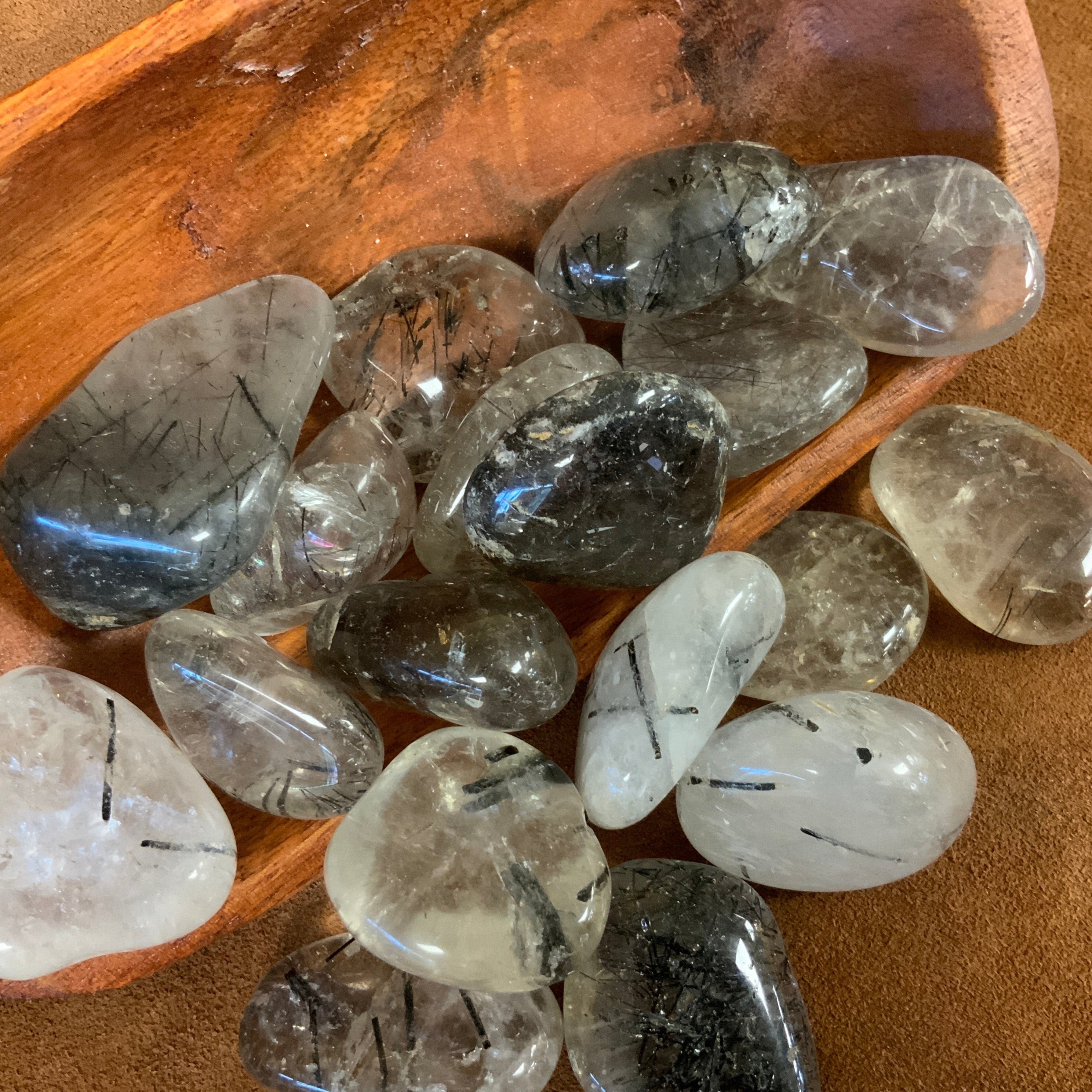 Tourmalated Quartz Tumbled Grade A
